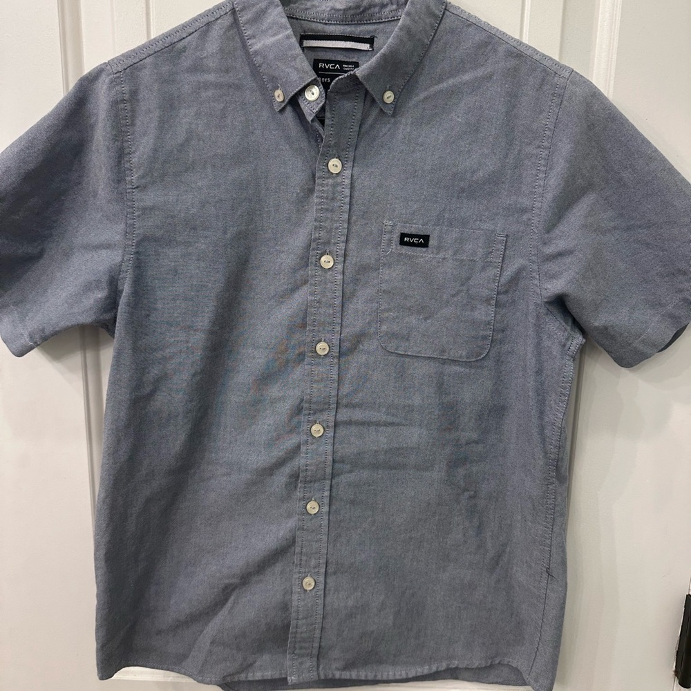 RVCA Kids Gray Button Down Shirt L